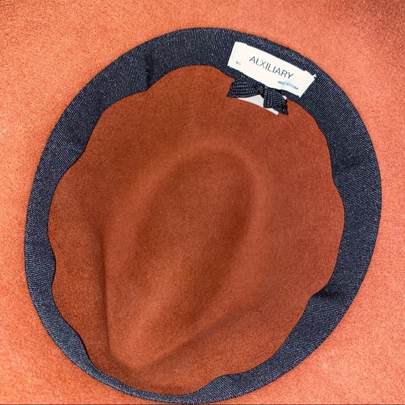 NEW Auxiliary Wool Fedora Hat Tobacco/Brown/Cognac Color Adjustable Width - Picture 5 of 6